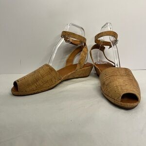 Gentle Souls Tan Cork Wedge Sandals